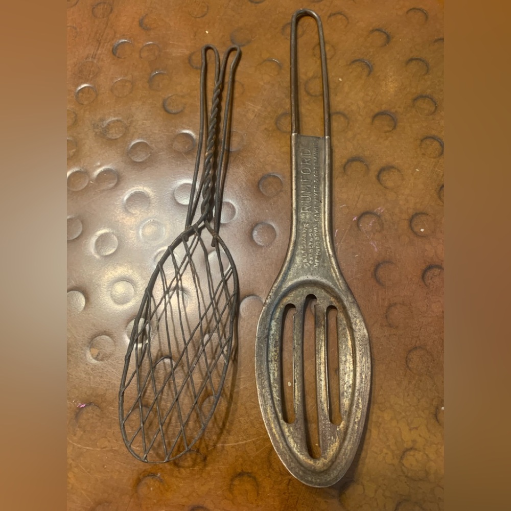 Spoon Antique Slotted Spoon RUMFORD Cake Mixer & Cream Whip Saltsmans and wisk